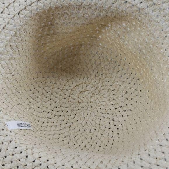 Women’s Straw Sun Beach Hat White Ribbon Floppy Spring Summer - Picture 5 of 5